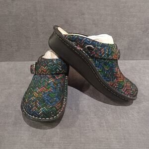 Alegria Seville Ric Rack Rainbow Clog Womens 37(US 7/7.5) Open Back Comfort Work